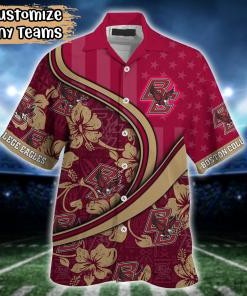 Boston College Eagles NCAA US Flag Flower Hawaii Shirt For Fans