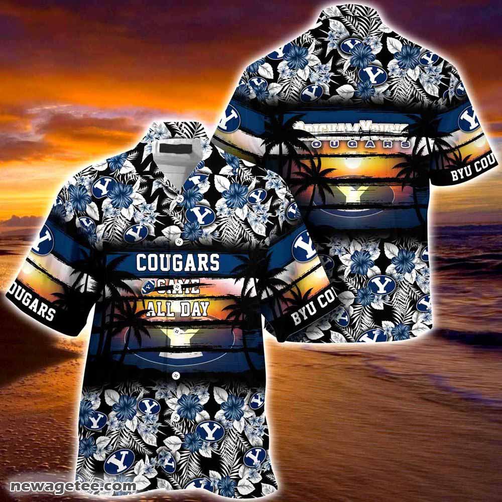 Byu Cougars Beach Hawaiian Shirt - Tropical Flower Pattern for Sports Fan