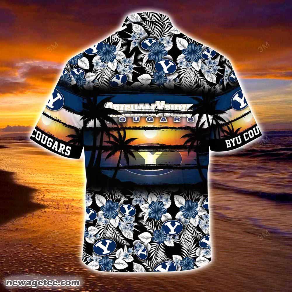 Byu Cougars Beach Hawaiian Shirt - Tropical Flower Pattern for Sports Fan