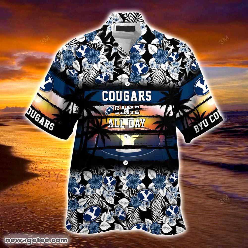 Byu Cougars Beach Hawaiian Shirt - Tropical Flower Pattern for Sports Fan