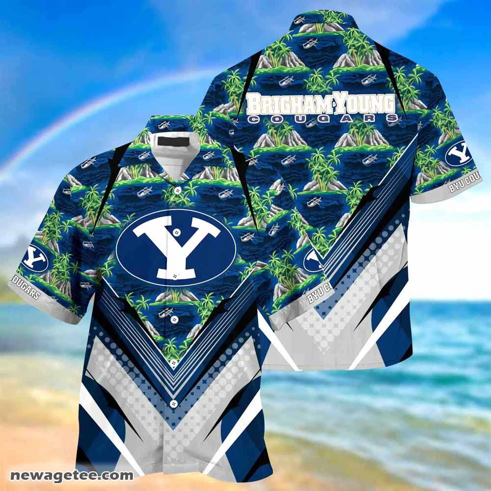 Byu Cougars Beach Hawaiian Shirt with Hibiscus Pattern for Sports Fans
