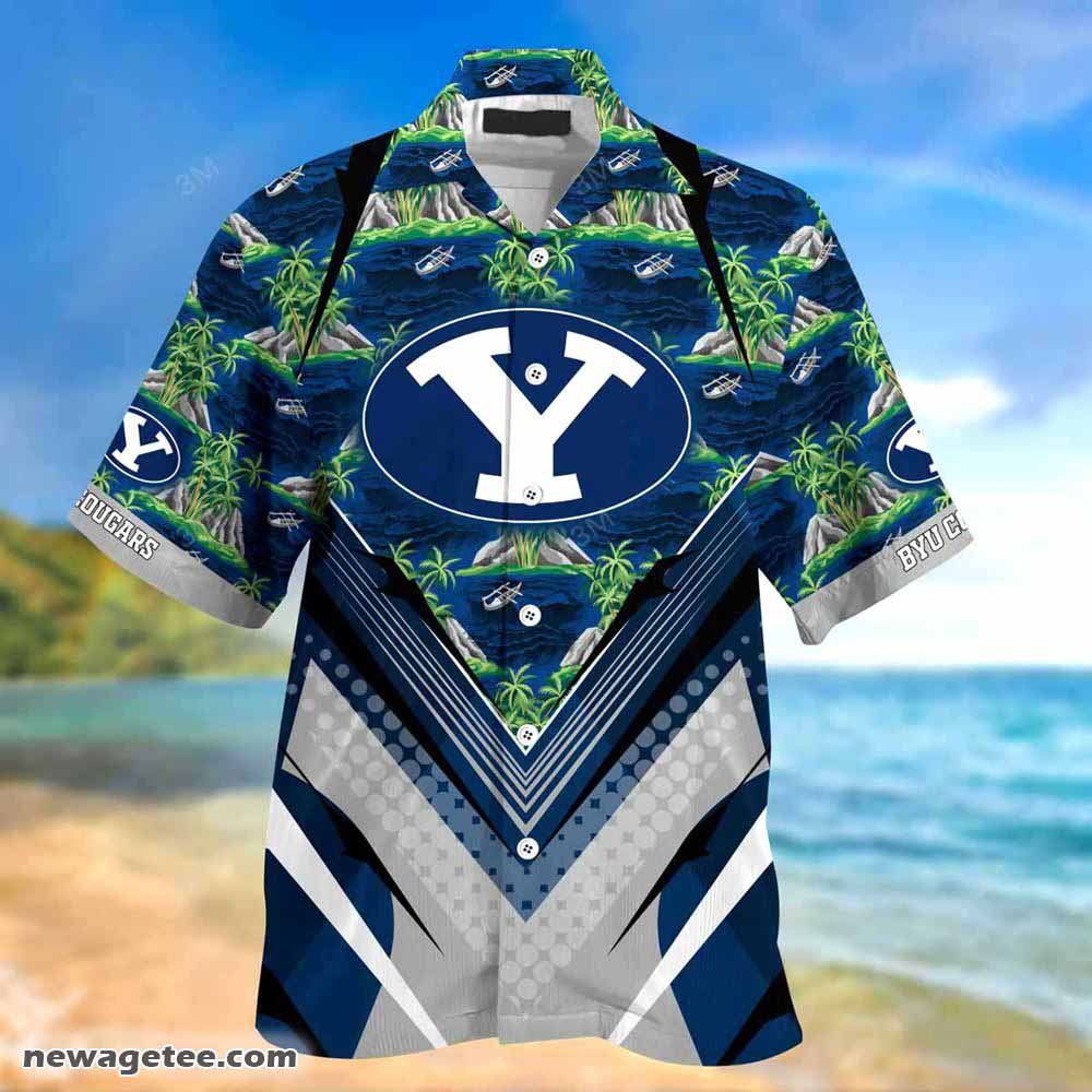 Byu Cougars Beach Hawaiian Shirt with Hibiscus Pattern for Sports Fans