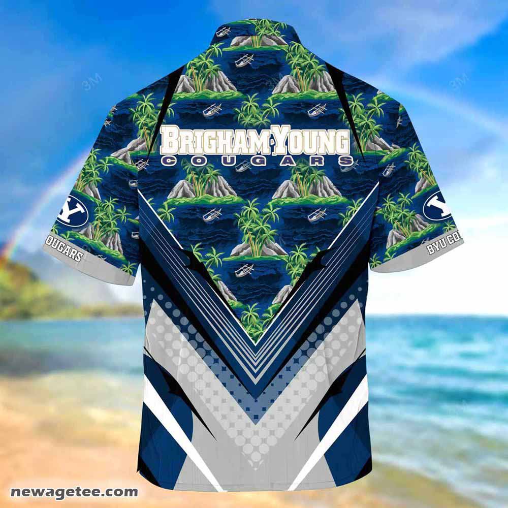Byu Cougars Beach Hawaiian Shirt with Hibiscus Pattern for Sports Fans