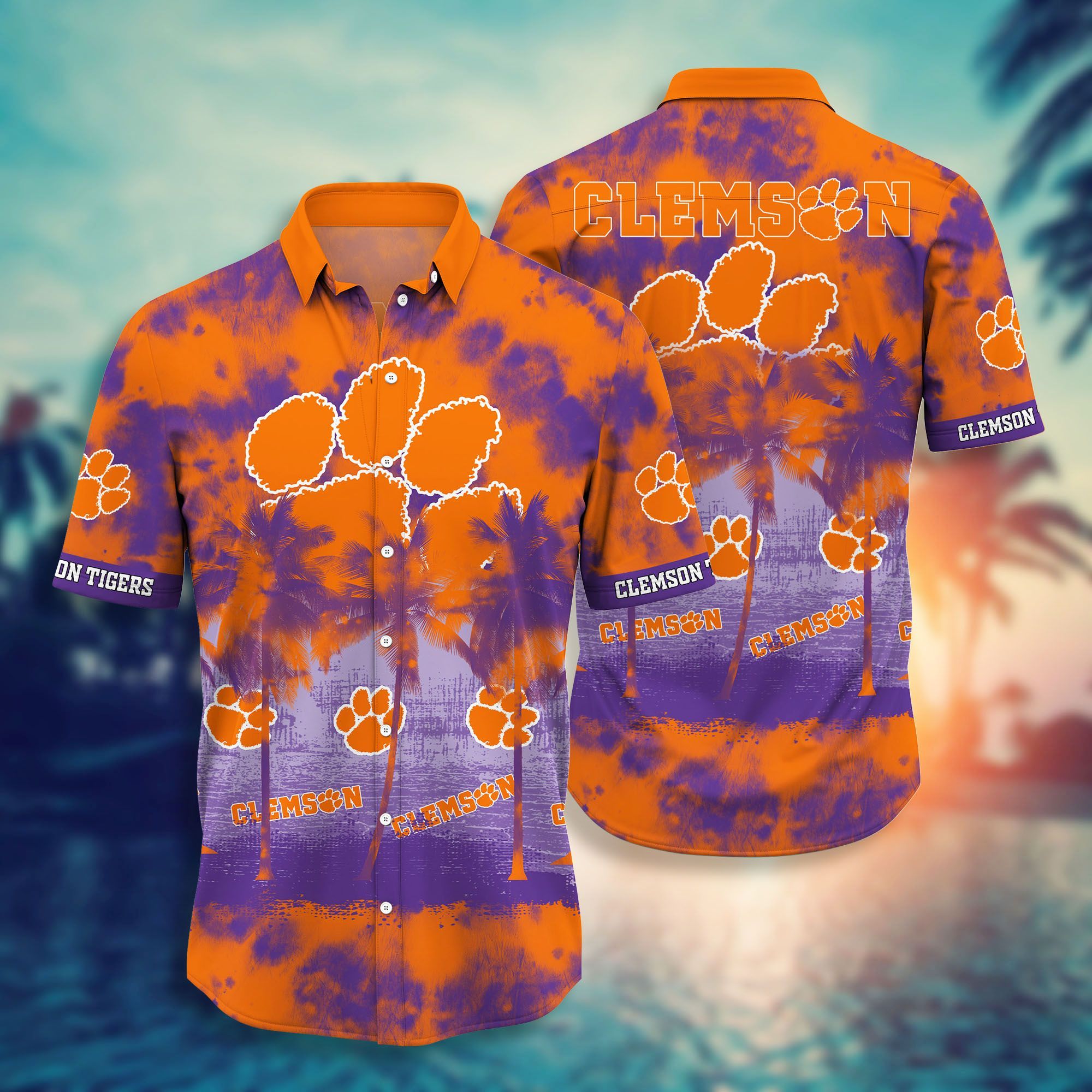 Casual Short Sleeve Clemson Tigers Hawaiian Shirt for Relaxation