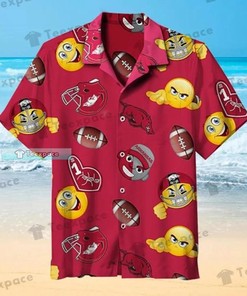 Celebrate Arkansas Razorbacks Wins with Football Emoji Pattern Hawaiian Shirt