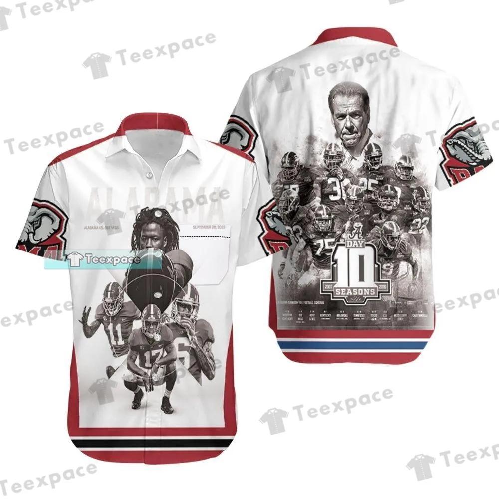 Celebrate Ten Years of Dominance with Alabama Crimson Tide 10 Seasons Nick Saban Decade Of Dominance Hawaiian Shirt