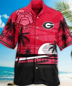Champions UGA Hawaiian Shirt - Valentine's Gift For Football Lovers From Georgia Bulldogs 