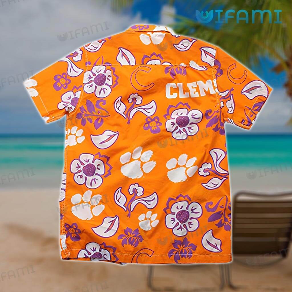 Clemson Tigers Hawaiian Shirt Floral Design - Great Gift for Fans