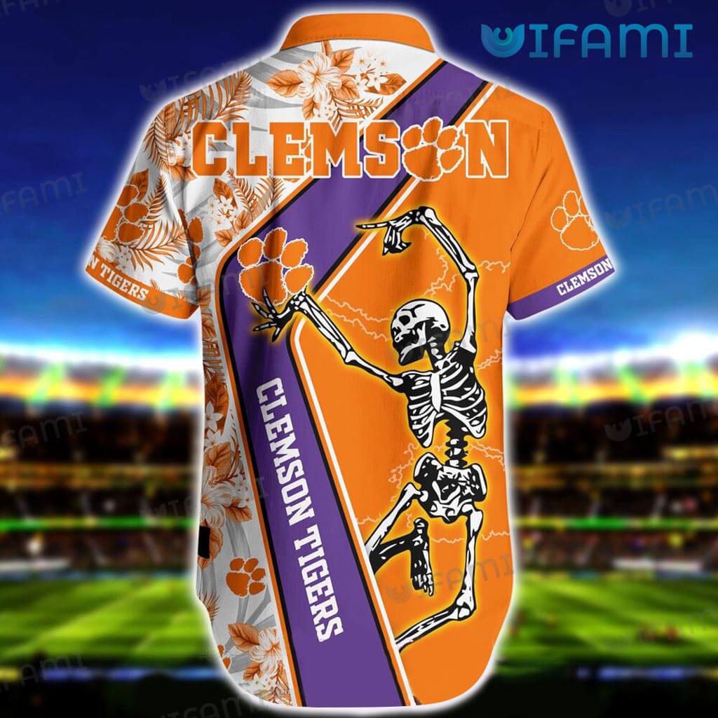 Clemson Tigers Hawaiian Shirt Skeleton Dancing Clemson Gift for Men and Women