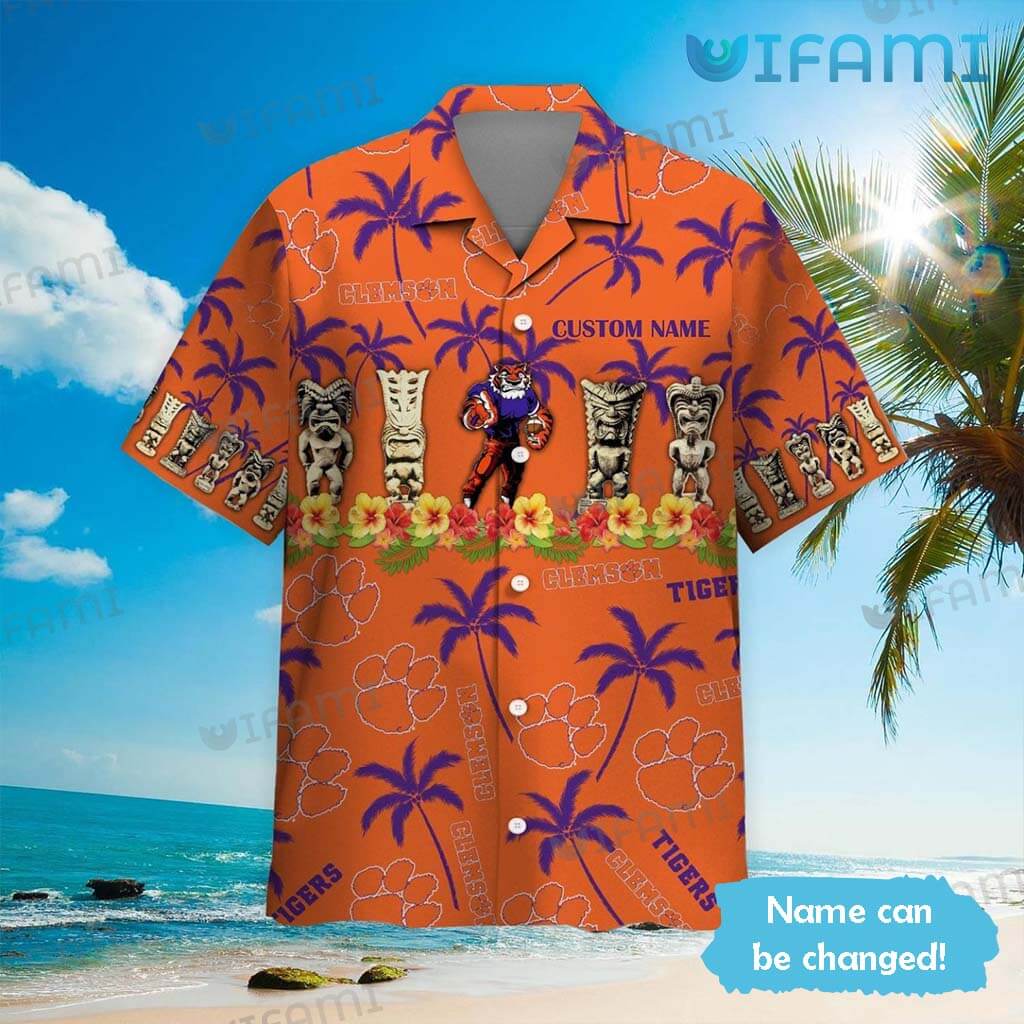 Clemson Tigers Mascot Hawaiian Shirt - Custom Name Clemson Gift for NCAA Fans