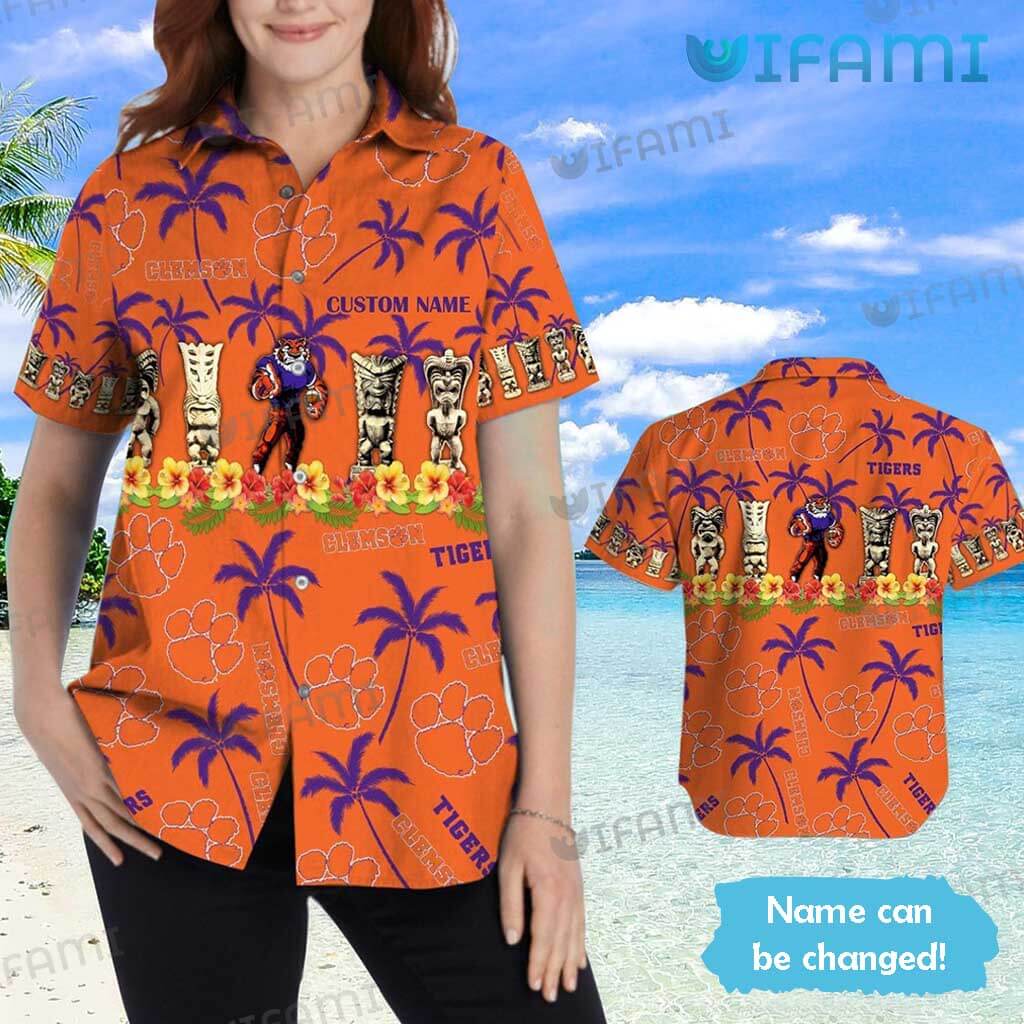 Clemson Tigers Mascot Hawaiian Shirt - Custom Name Clemson Gift for NCAA Fans
