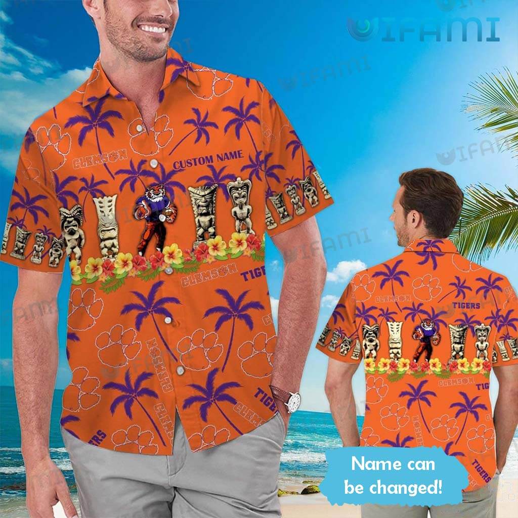 Clemson Tigers Mascot Hawaiian Shirt - Custom Name Clemson Gift for NCAA Fans