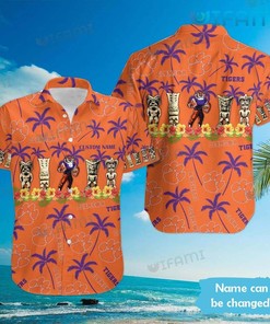 Clemson Tigers Mascot Hawaiian Shirt - Custom Name Clemson Gift for NCAA Fans