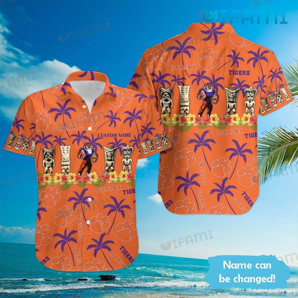 Clemson Tigers Mascot Hawaiian Shirt - Custom Name Clemson Gift for NCAA Fans