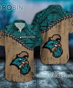 Coastal Carolina Chanticleers Casual Button-Down Hawaiian Shirt with Grunge Polynesian Tattoo