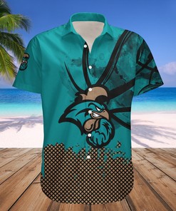Coastal Carolina Chanticleers Hawaiian Shirt Set with Basketball Net Grunge Pattern - Perfect for Fans