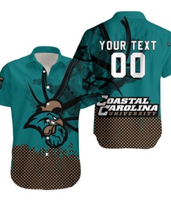 Coastal Carolina Chanticleers Hawaiian Shirt Set with Basketball Net Grunge Pattern - Perfect for Fans
