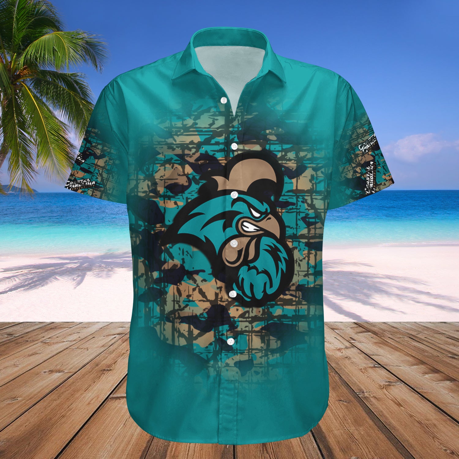 Coastal Carolina Chanticleers Hawaiian Shirt Set with Camouflage Vintage Look - Unique Gift