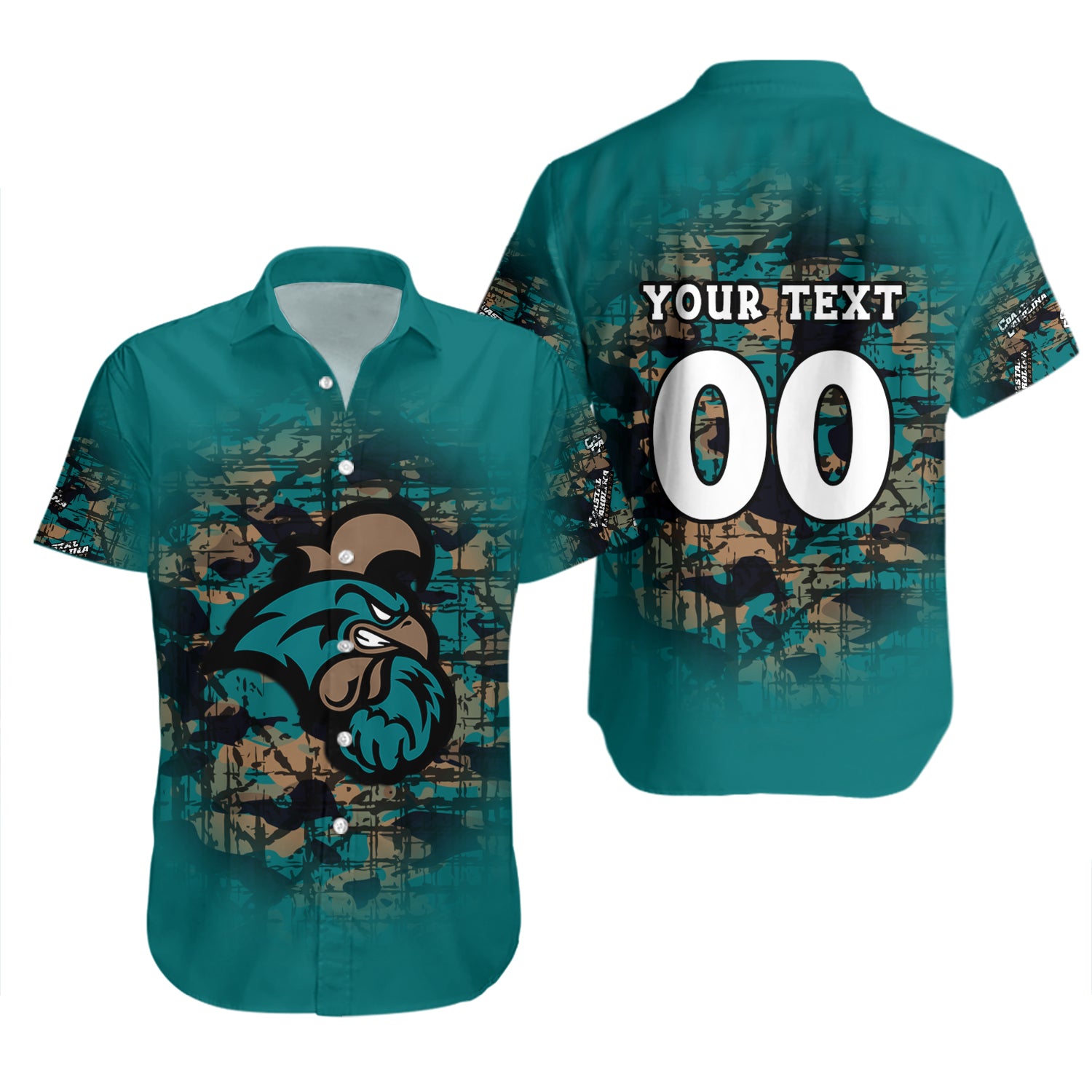 Coastal Carolina Chanticleers Hawaiian Shirt Set with Camouflage Vintage Look - Unique Gift