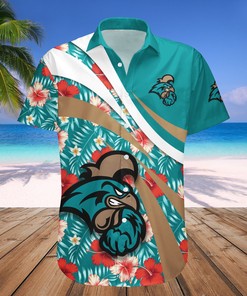 Coastal Carolina Chanticleers Hibiscus Hawaiian Shirt Set with Sporty Style