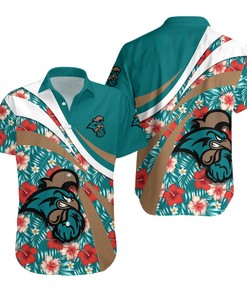 Coastal Carolina Chanticleers Hibiscus Hawaiian Shirt Set with Sporty Style