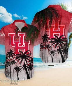 Coastal Vibes: NCAA Houston Cougars Men's Hawaiian Shirt with Coconut Trees 