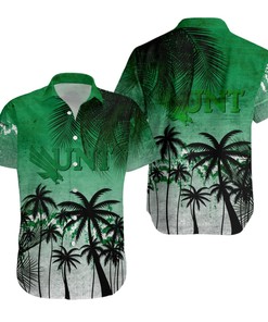 Cool NCAA North Texas Mean Green Coconut Tree Tropical Grunge Hawaiian Shirt for Fans