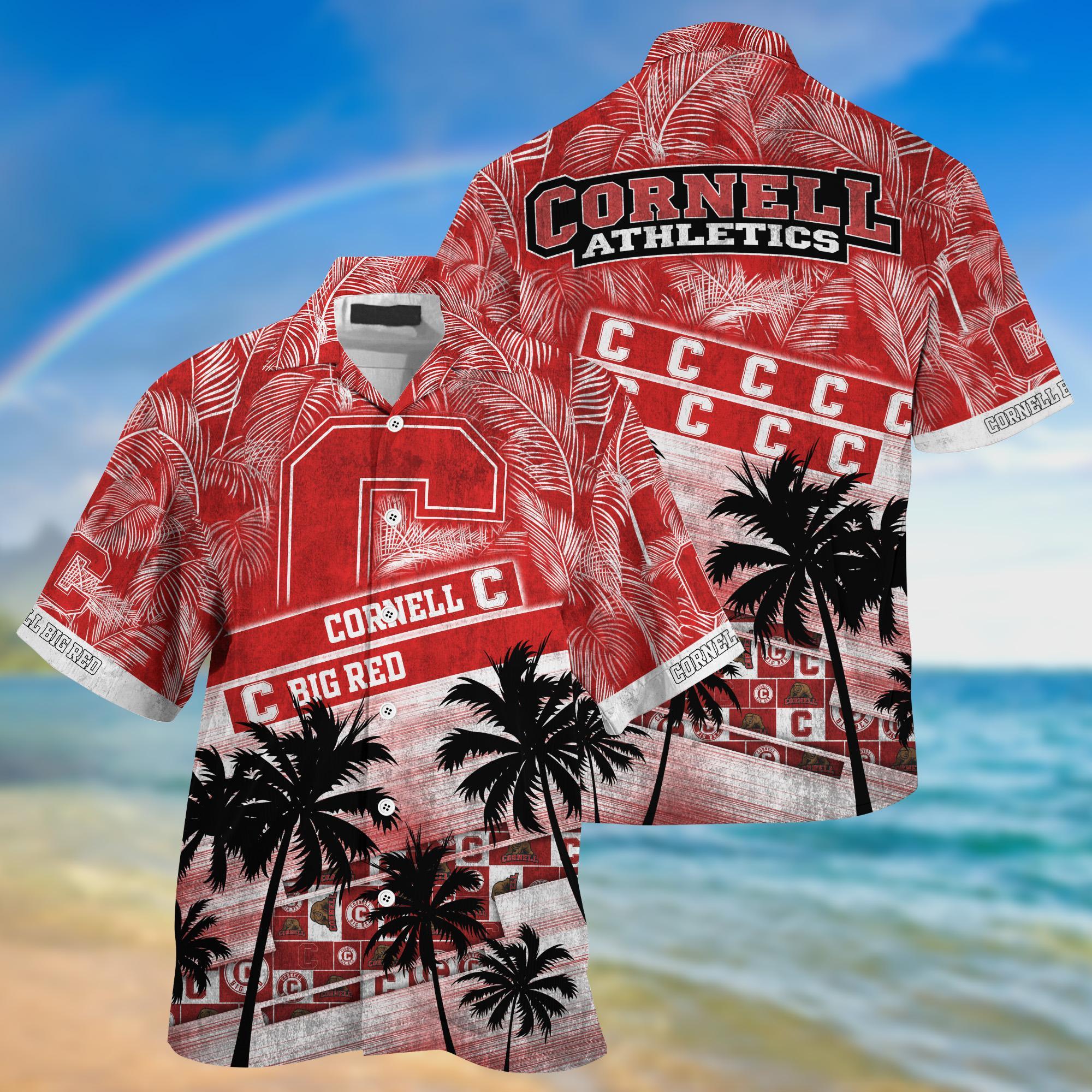 Cornell Big Red NCAA Palm Tree Pattern Hawaii Shirt For Sports Fans