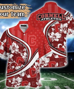 Cornell Big Red NCAA US Flag Flower Hawaii Shirt For Fans