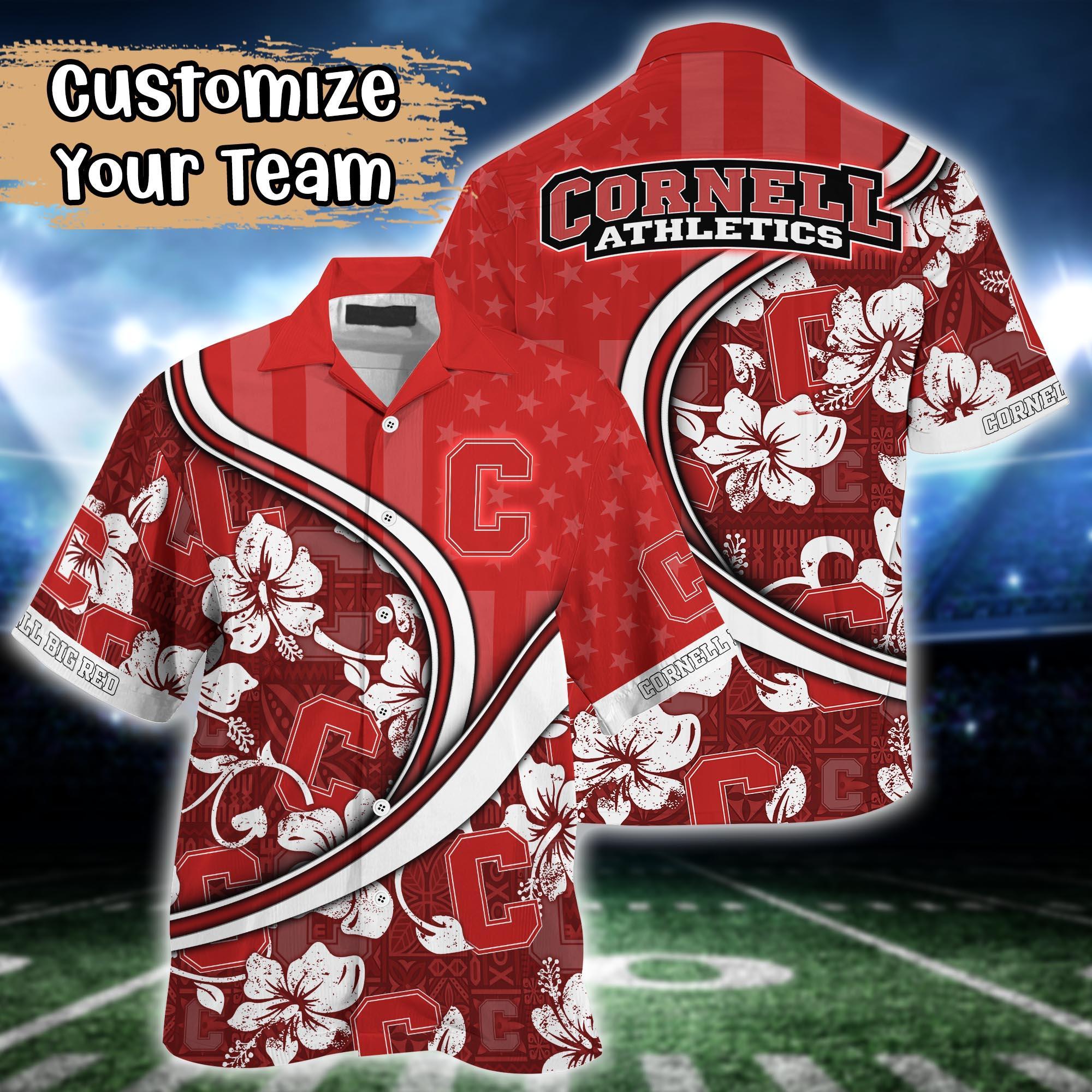 Cornell Big Red NCAA US Flag Flower Hawaii Shirt For Fans