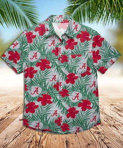 Crimson Tide Alabama Floral and Leaves Hawaiian Shirt for Men
