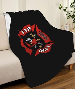 Custom Firefighter Fire DEPT Logo Rescue Pattern Throw Blanket