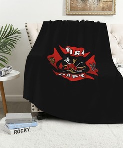 Custom Firefighter Fire DEPT Logo Rescue Pattern Throw Blanket