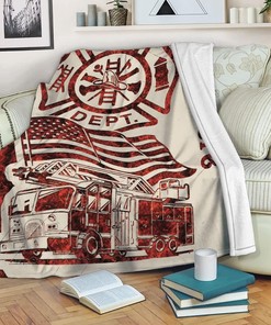 Custom Firefighter Fire Truck Thin Red Line Sherpa Throw Blanket