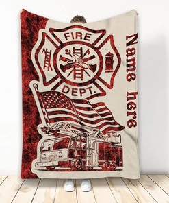 Custom Firefighter Fire Truck Thin Red Line Sherpa Throw Blanket