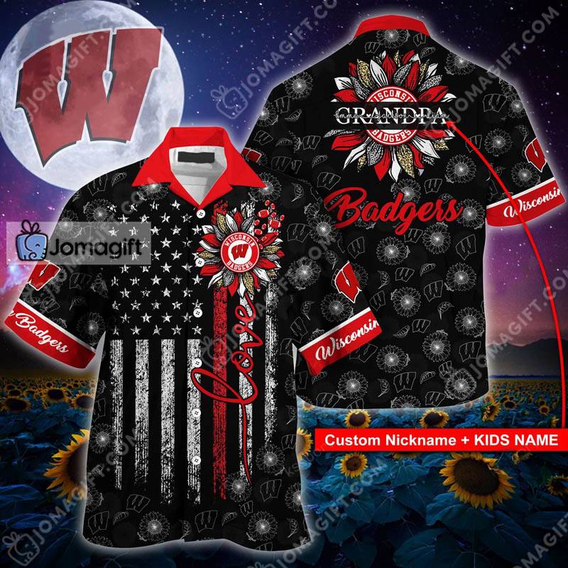 Custom Name Wisconsin Badgers Hawaiian Shirt - Gift for Fans