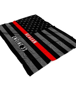 Custom Reagan Thin Red Line Fleece Blanket - American Flag Design - Ideal Gift for Firefighters