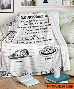 Customized Firefighter Blanket For Dad, Custom Gift For Dad