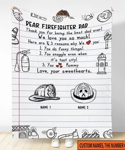 Customized Firefighter Blanket For Dad, Custom Gift For Dad