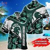 Customized Michigan State Spartans Summer Hawaiian Shirt for Fans with Tropical Pattern 