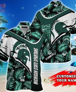 Customized Michigan State Spartans Summer Hawaiian Shirt for Fans with Tropical Pattern 