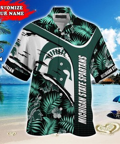 Customized Michigan State Spartans Summer Hawaiian Shirt for Fans with Tropical Pattern 