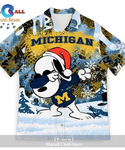 Dab with Snoopy and Michigan Wolverines Christmas Hawaiian Shirt