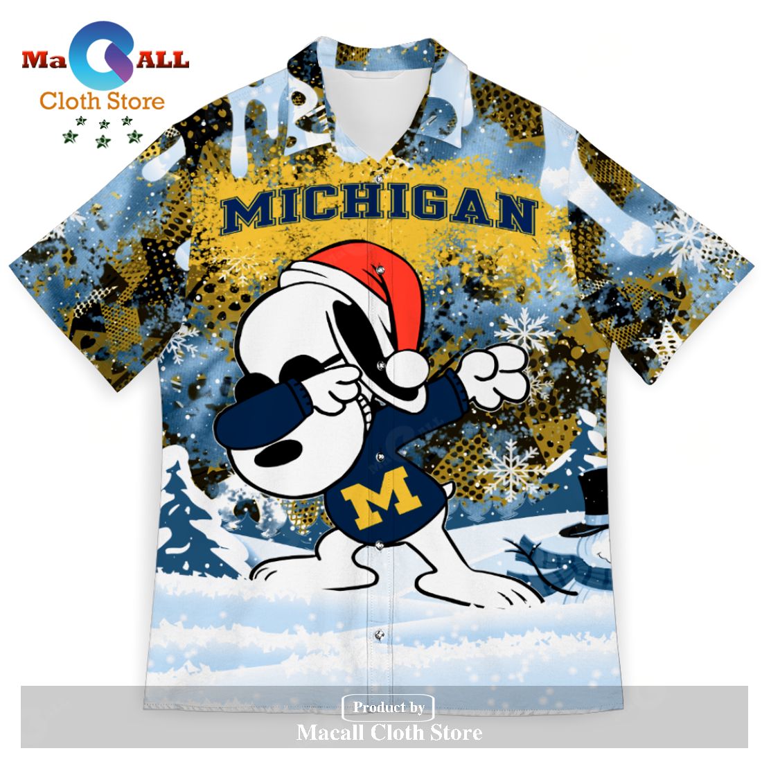 Dab with Snoopy and Michigan Wolverines Christmas Hawaiian Shirt