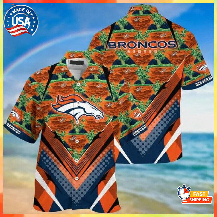 Denver Broncos 3D Printed Hawaiian Shirt with Hot New Orange Design - On-Trend and Stylish