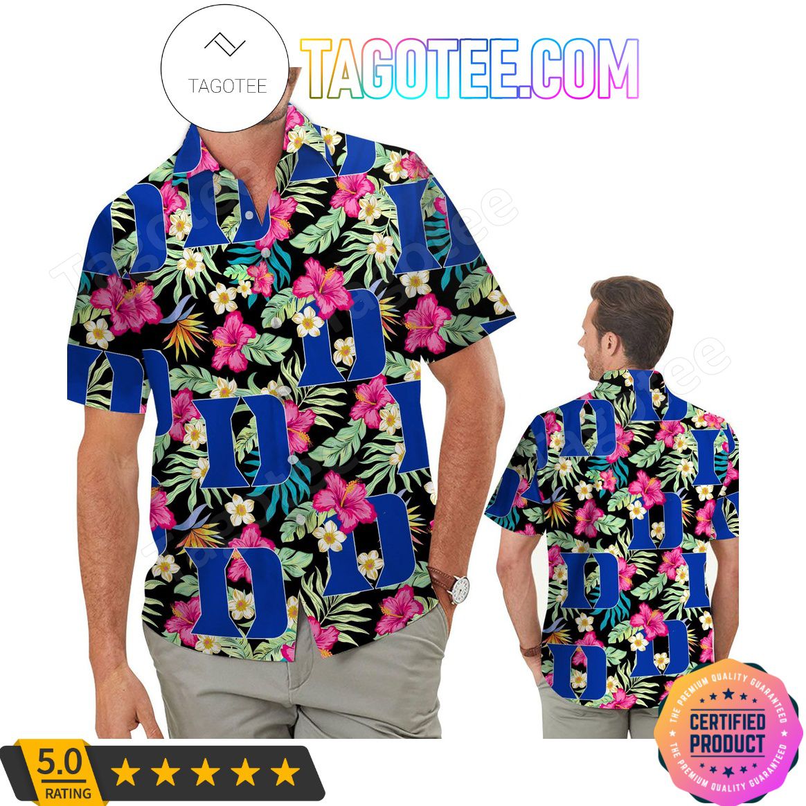 Duke Blue Devils Hibiscus Aloha Hawaii Shirt for Beach Lovers