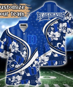 Duke Blue Devils NCAA US Flag Flower Hawaii Shirt For Fans