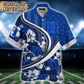 Duke Blue Devils NCAA US Flag Flower Hawaii Shirt For Fans
