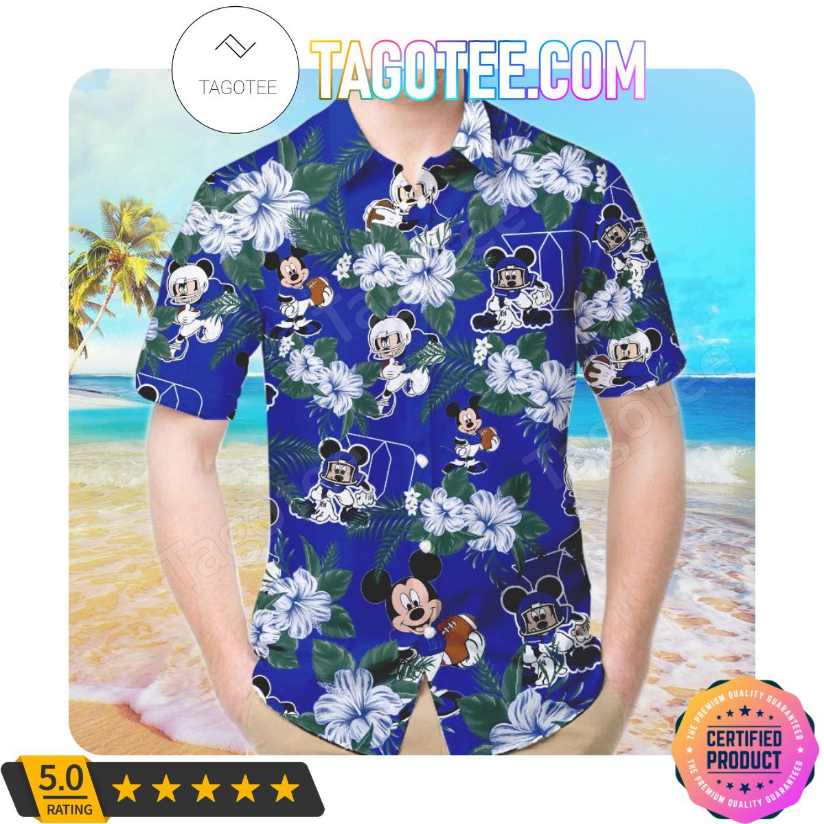 Duke Blue Devils and Mickey Mouse Aloha Hawaii Shirt with Beach Short Set - Perfect for Fans