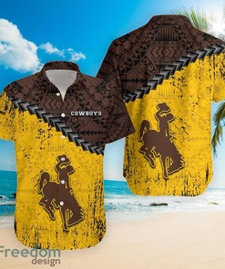 Embrace Polynesian Tradition with NCAA Wyoming Cowboys Grunge Polynesian Tattoo Hawaiian Shirt